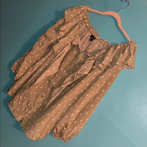 Suzanne Betro Olive Blouse with White Dots - Picture 8 of 16